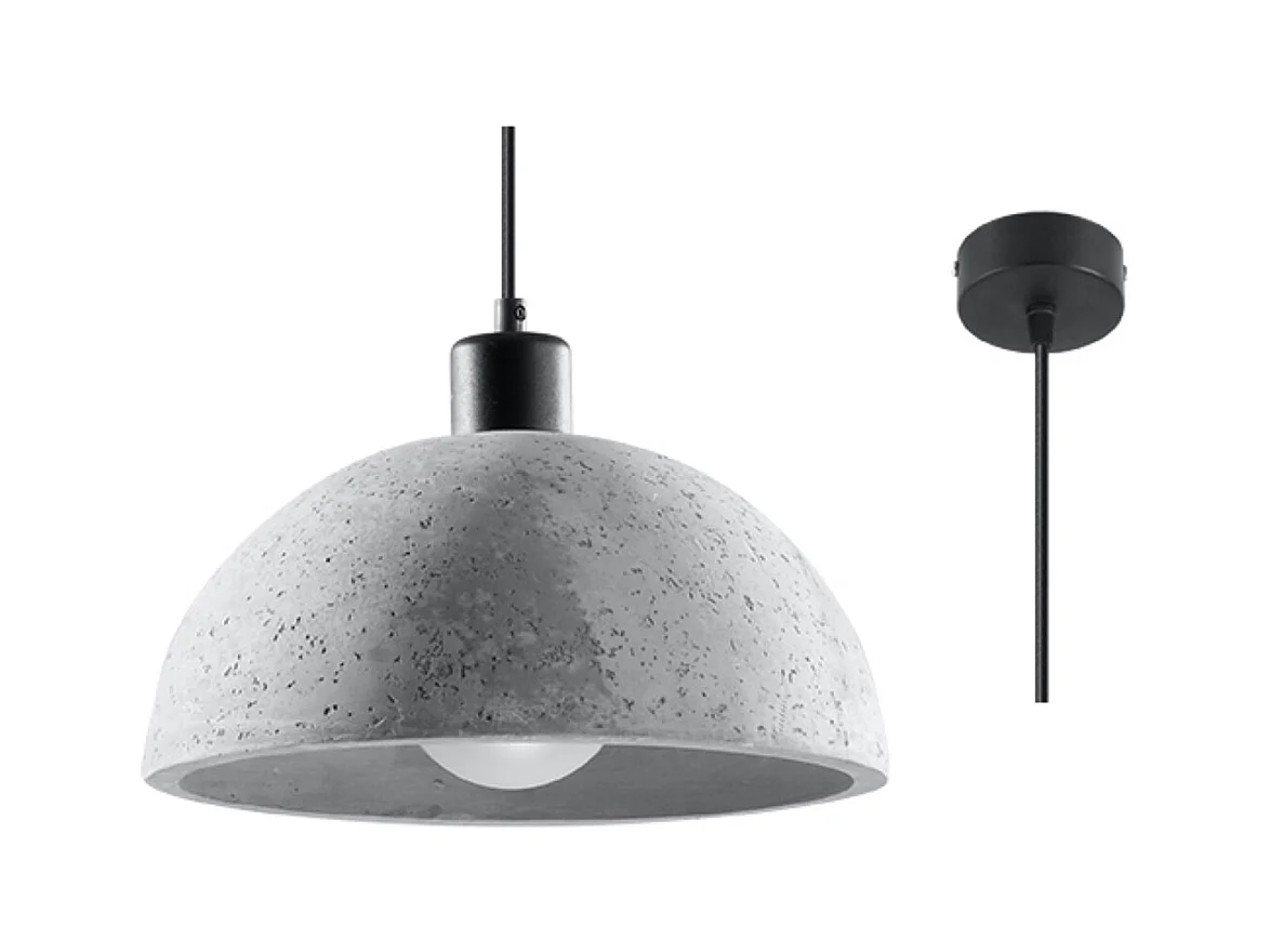 Lampy wiszące industrialny Tikolito, beton - 1 źródło światła 4000K - L.30 x H.120 cm - szary