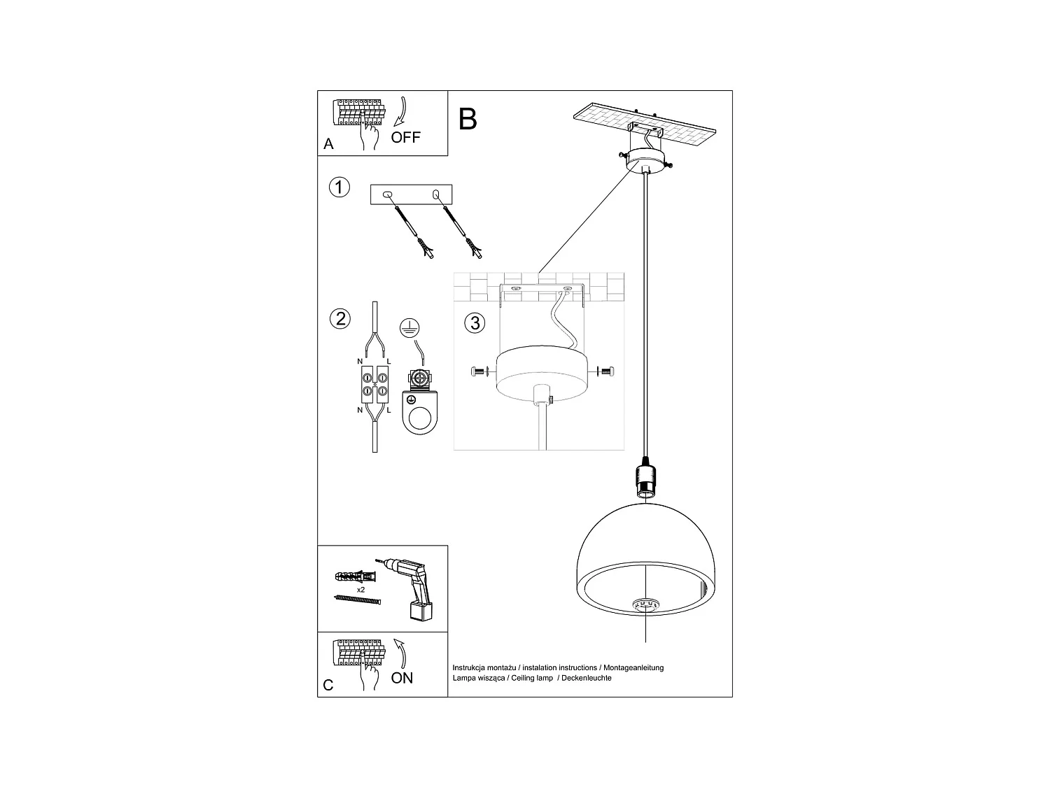 Lampy wiszące industrialny Tikolito, beton - 1 źródło światła 4000K - L.30 x H.120 cm - szary