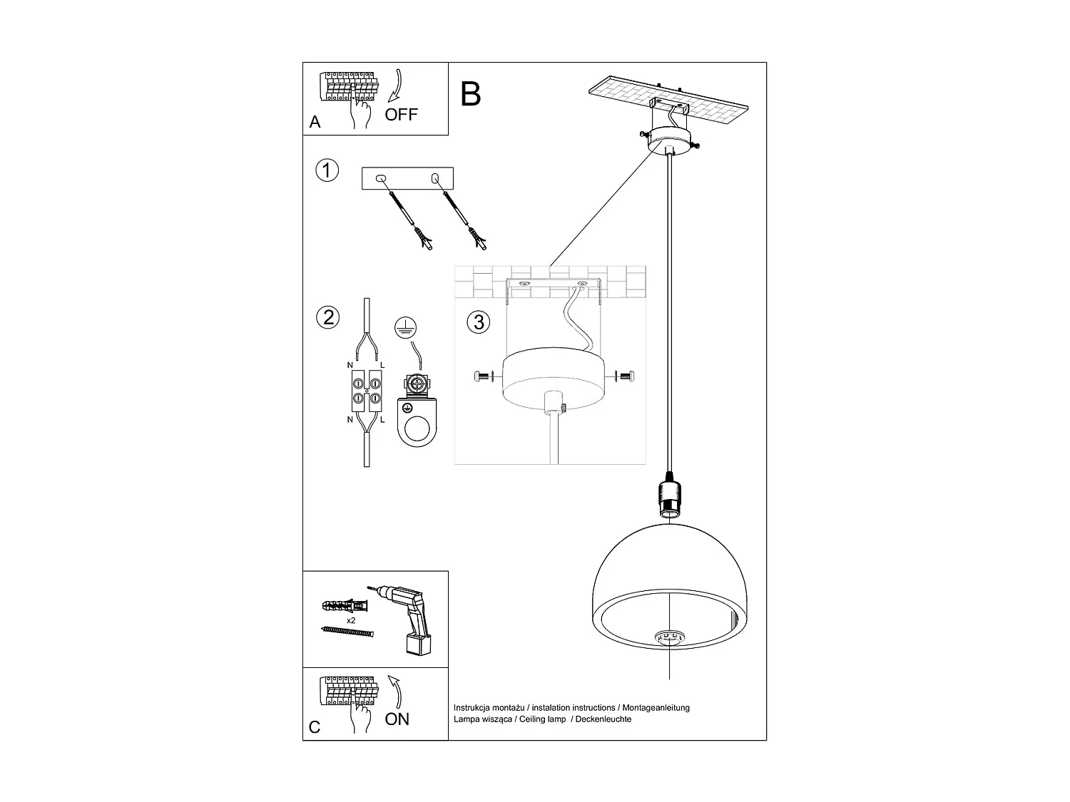 Lampes suspendues Tikolito industriel en béton - 1 sources lumineuses 4000K - L.30 x H.120 cm - gris
