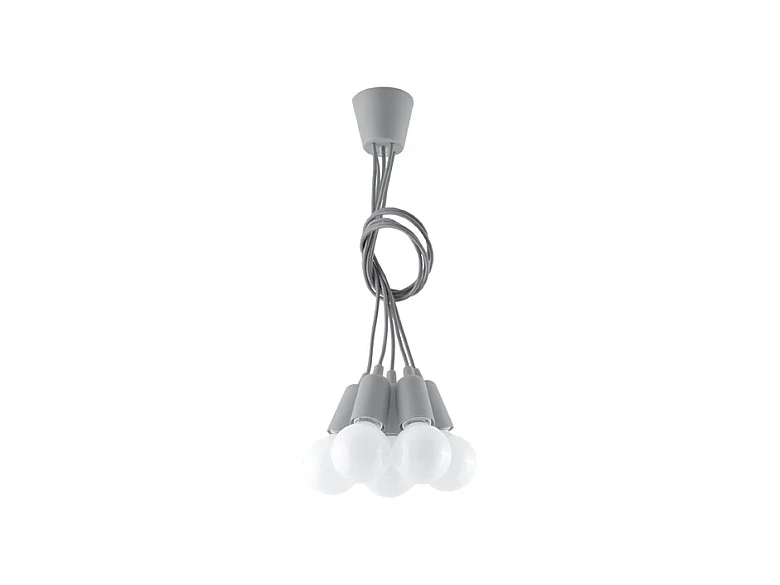 Lampes suspendues Astis moderne en PVC - 5 sources lumineuses 3000K - L.25 x H.90 cm - gris