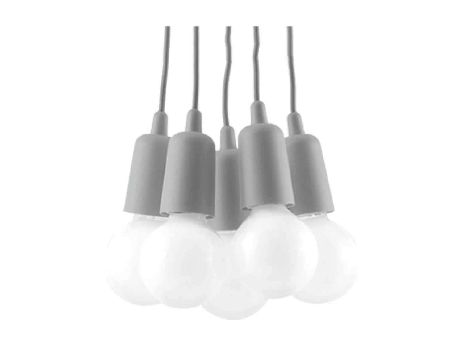 Lampes suspendues Astis moderne en PVC - 5 sources lumineuses 3000K - L.25 x H.90 cm - gris