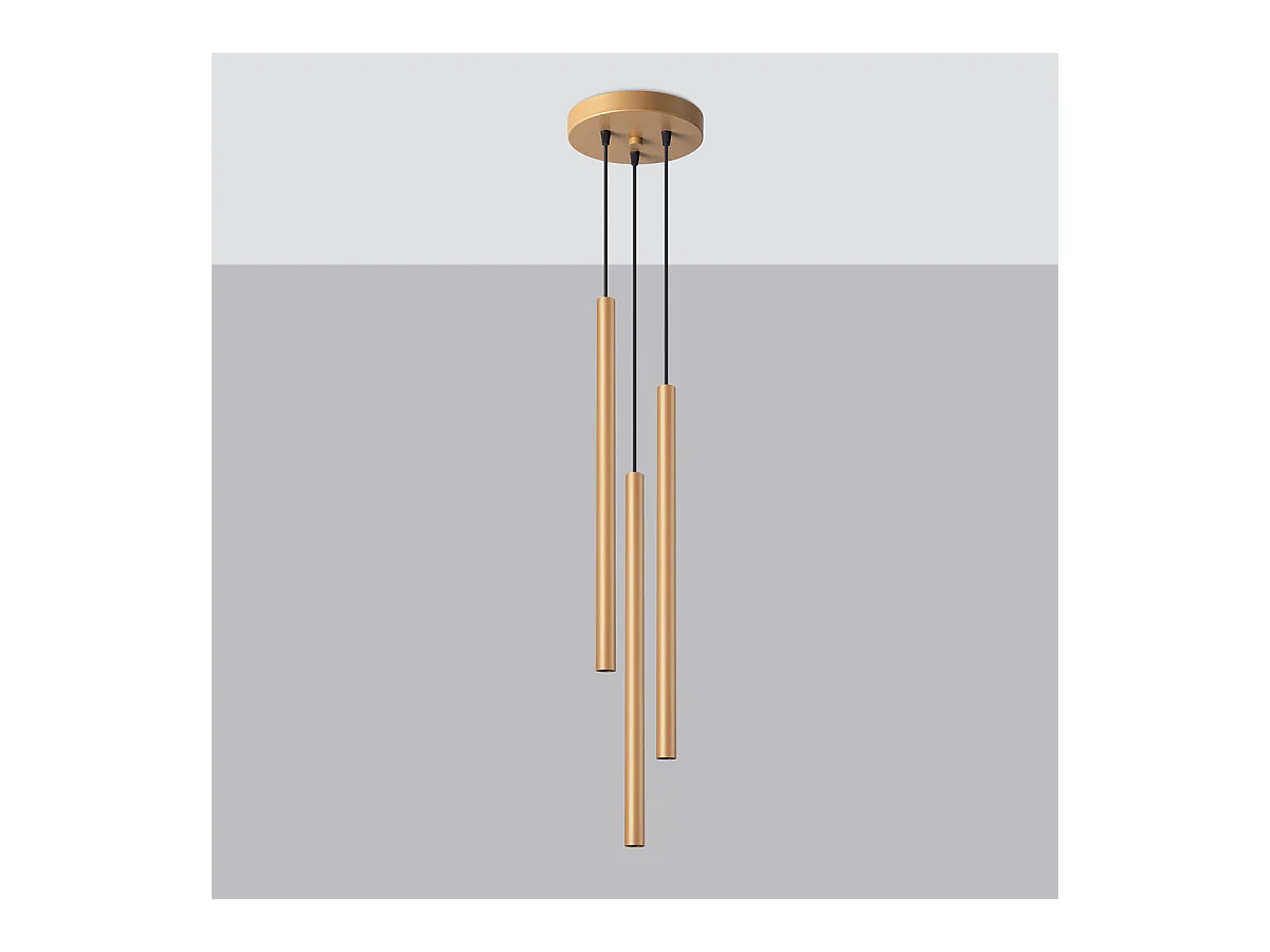 Lampy wiszące nowoczesny Brill, stal - 3 źródło światła 3000K - L.20 x H.115 cm - złoty