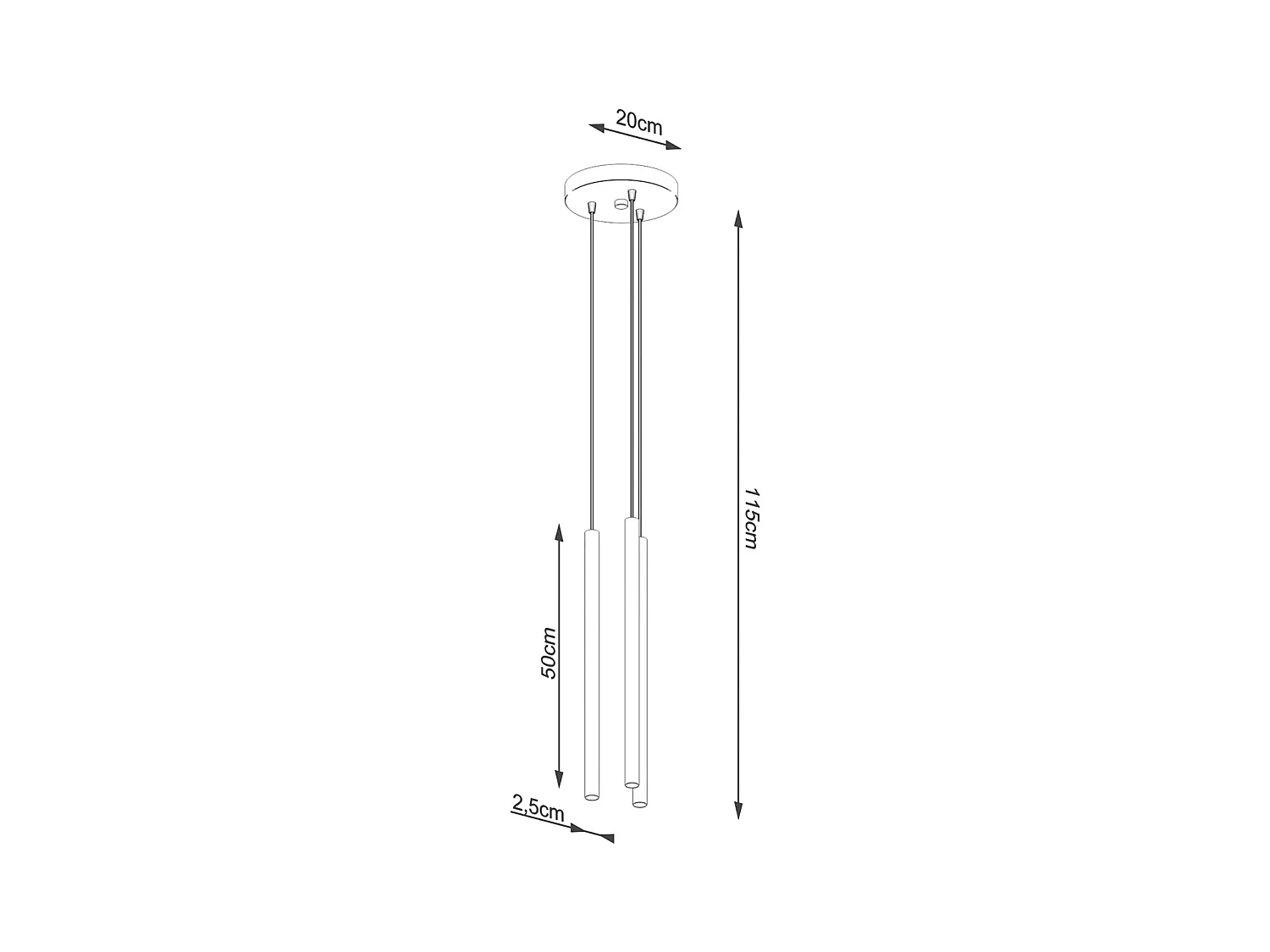 Lampy wiszące nowoczesny Brill, stal - 3 źródło światła 3000K - L.20 x H.115 cm - złoty