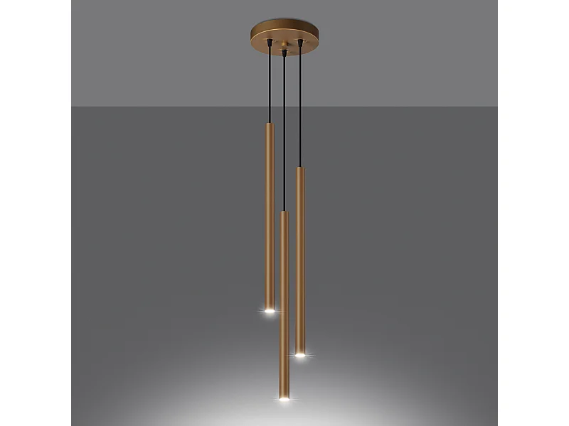 Lampy wiszące nowoczesny Brill, stal - 3 źródło światła 3000K - L.20 x H.115 cm - złoty