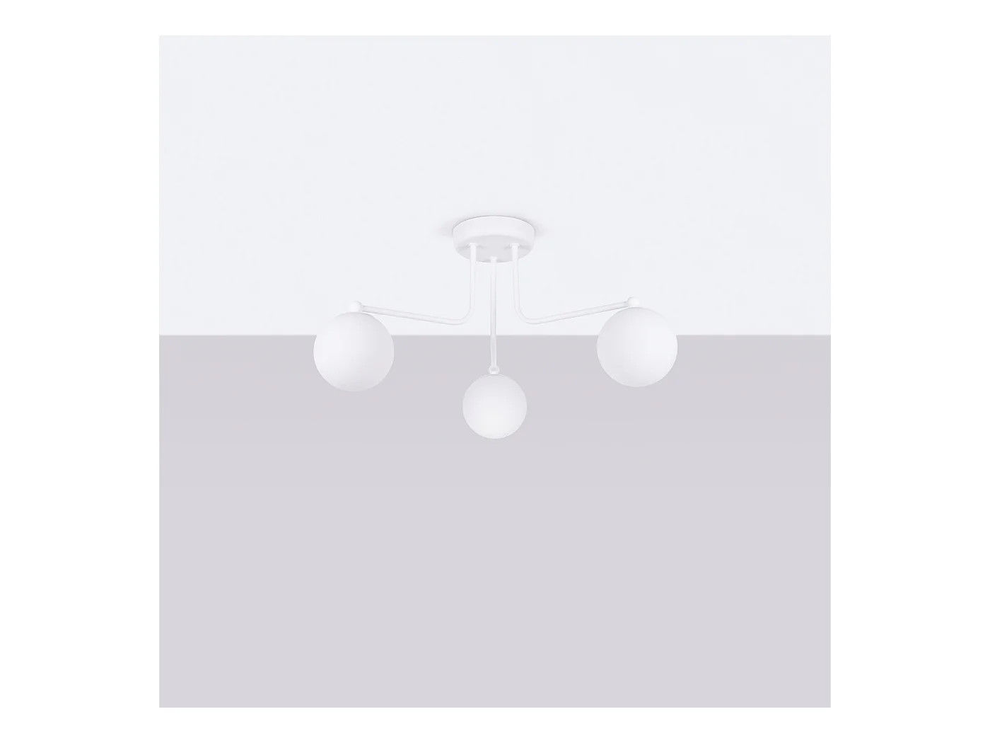 Lustre Bealy minimaliste en acier/verre - 3 sources lumineuses 3000K - L.62 x H.29 cm - blanc