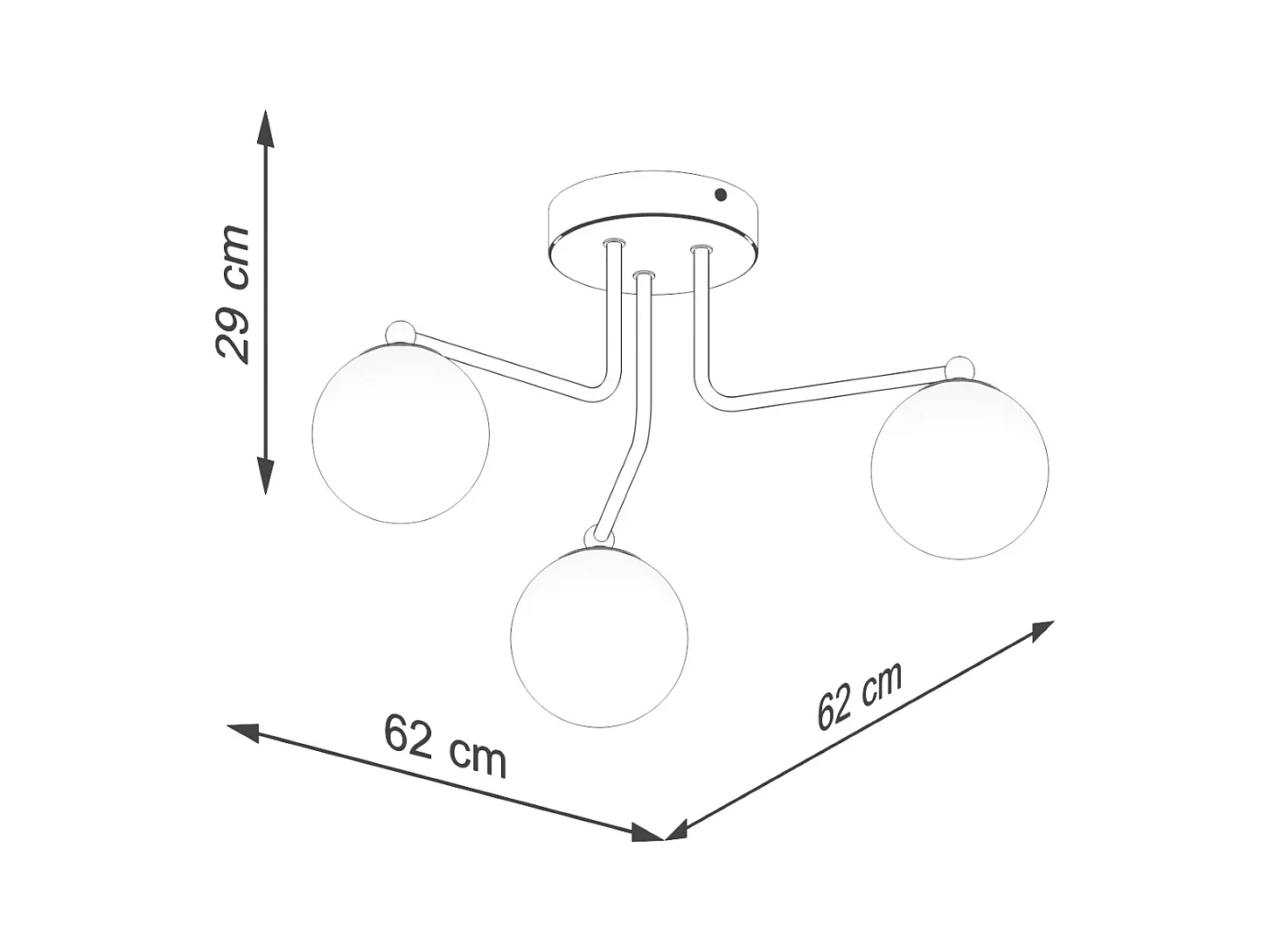 Lustre Bealy minimaliste en acier/verre - 3 sources lumineuses 3000K - L.62 x H.29 cm - blanc