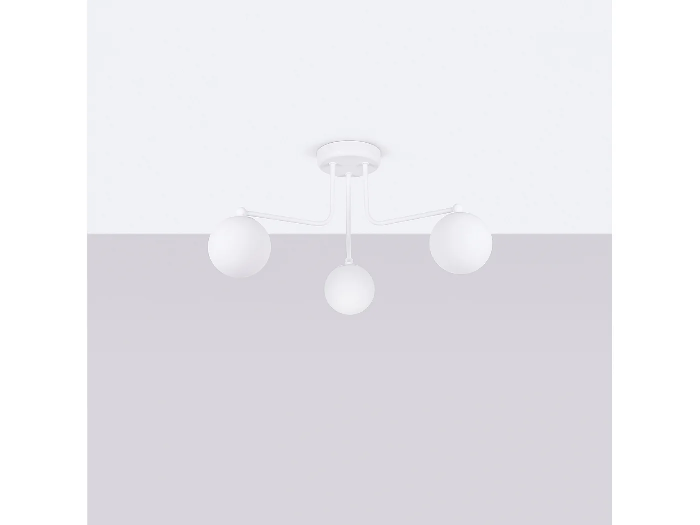 Lustre Bealy minimaliste en acier/verre - 3 sources lumineuses 3000K - L.62 x H.29 cm - blanc