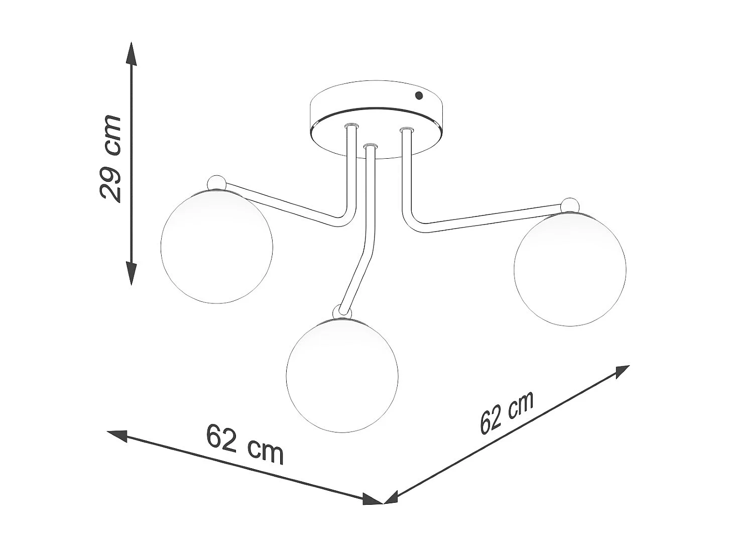 Lustre Bealy minimaliste en acier/verre - 3 sources lumineuses 3000K - L.62 x H.29 cm - blanc