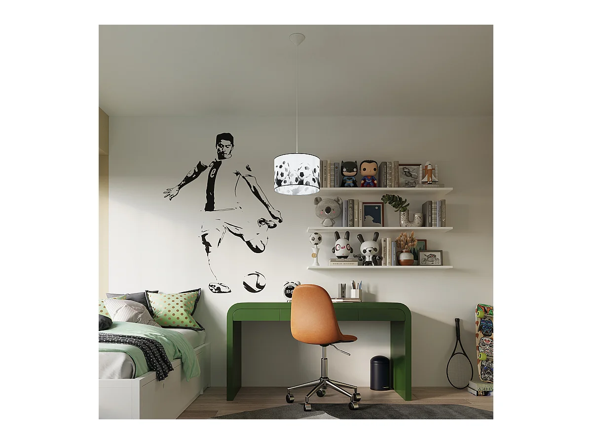 Lampes suspendues Calcio b moderne en PVC - 1 sources lumineuses 3000K - L.30 x H.82 cm - blanc noir