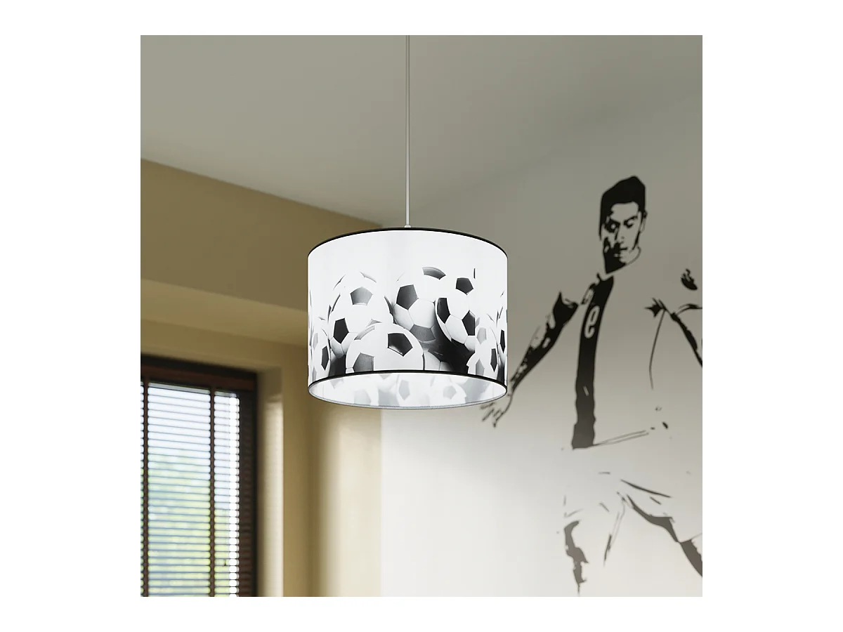 Lampes suspendues Calcio b moderne en PVC - 1 sources lumineuses 3000K - L.30 x H.82 cm - blanc noir