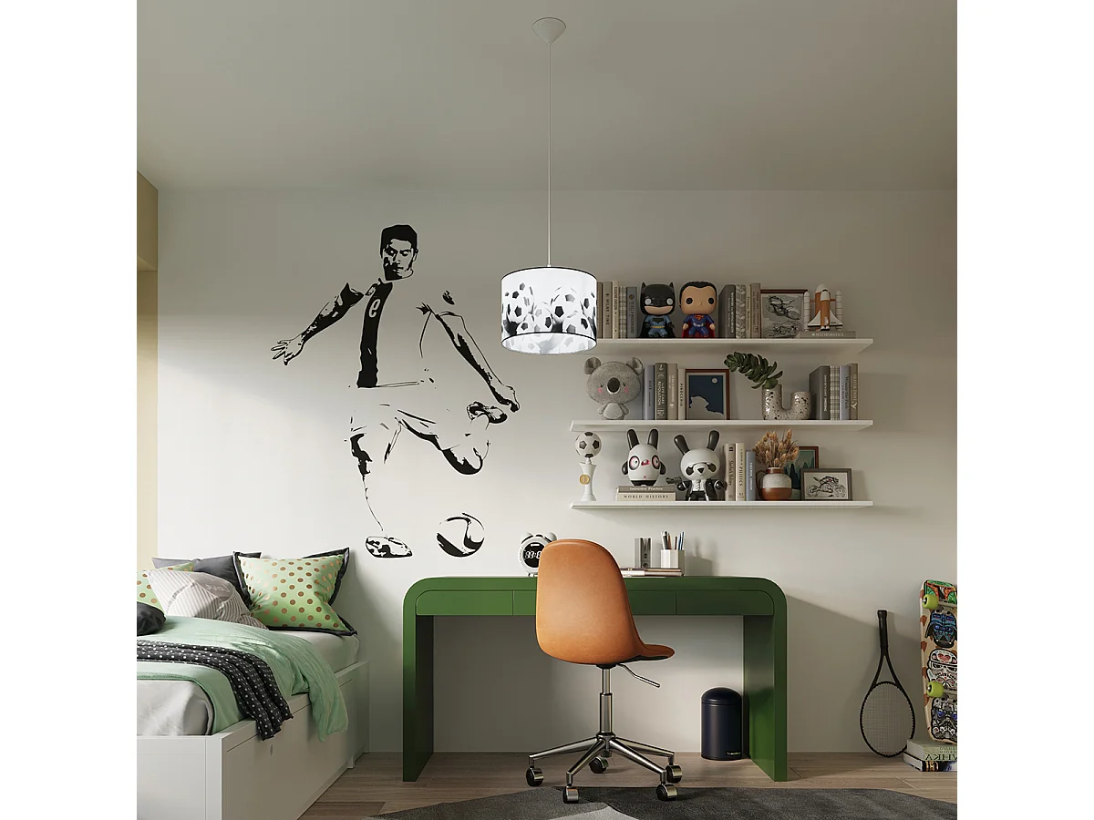 Lampes suspendues Calcio b moderne en PVC - 1 sources lumineuses 3000K - L.30 x H.82 cm - blanc noir