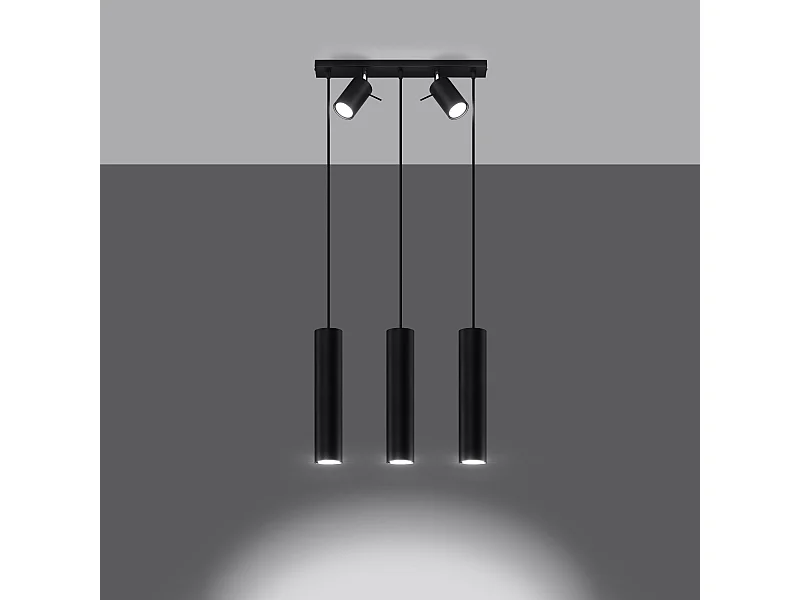 Hanglampen Briix modern van  - 5 lichtbronnen 3000K - L.45 x H.100 cm - zwart