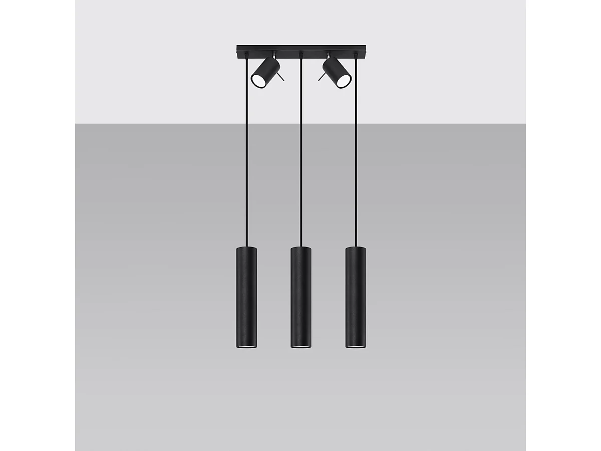 Lampes suspendues Briix moderne en acier - 5 sources lumineuses 3000K - L.45 x H.100 cm - noir
