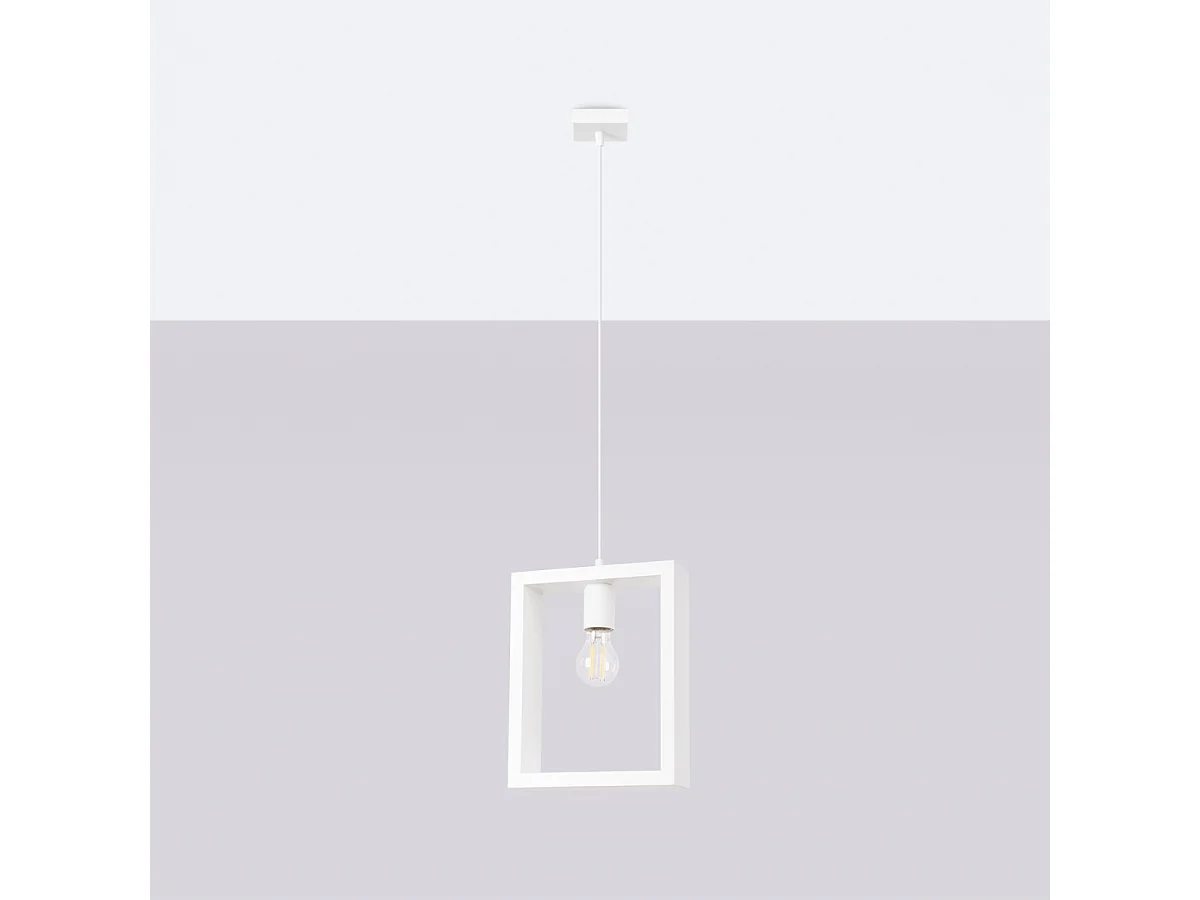 Lampy wiszące skandynawski Zodiara, stal/drewno - 1 źródło światła 4000K - L.24 x H.133 cm - biały