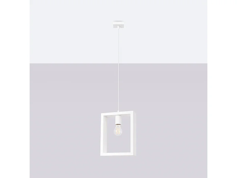Lampes suspendues Zodiara scandinave en acier/bois - 1 sources lumineuses 4000K - L.24 x H.133 cm - blanc