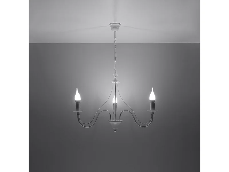 Lustres Vivow moderne en acier - 3 sources lumineuses 3000K - L.60 x H.80 cm - blanc