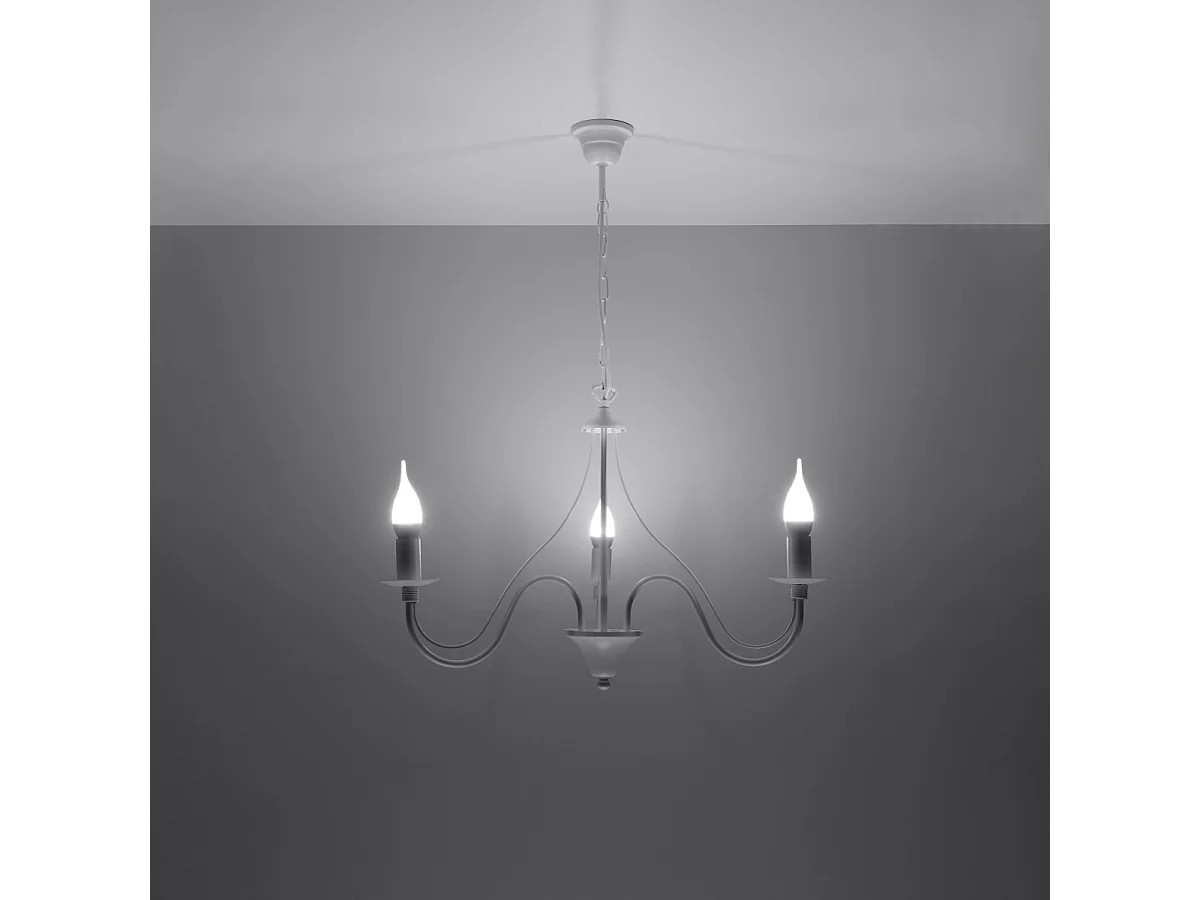 Lustres Vivow moderne en acier - 3 sources lumineuses 3000K - L.60 x H.80 cm - blanc