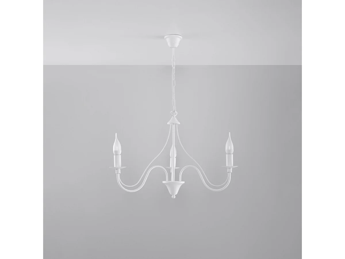 Lustres Vivow moderne en acier - 3 sources lumineuses 3000K - L.60 x H.80 cm - blanc