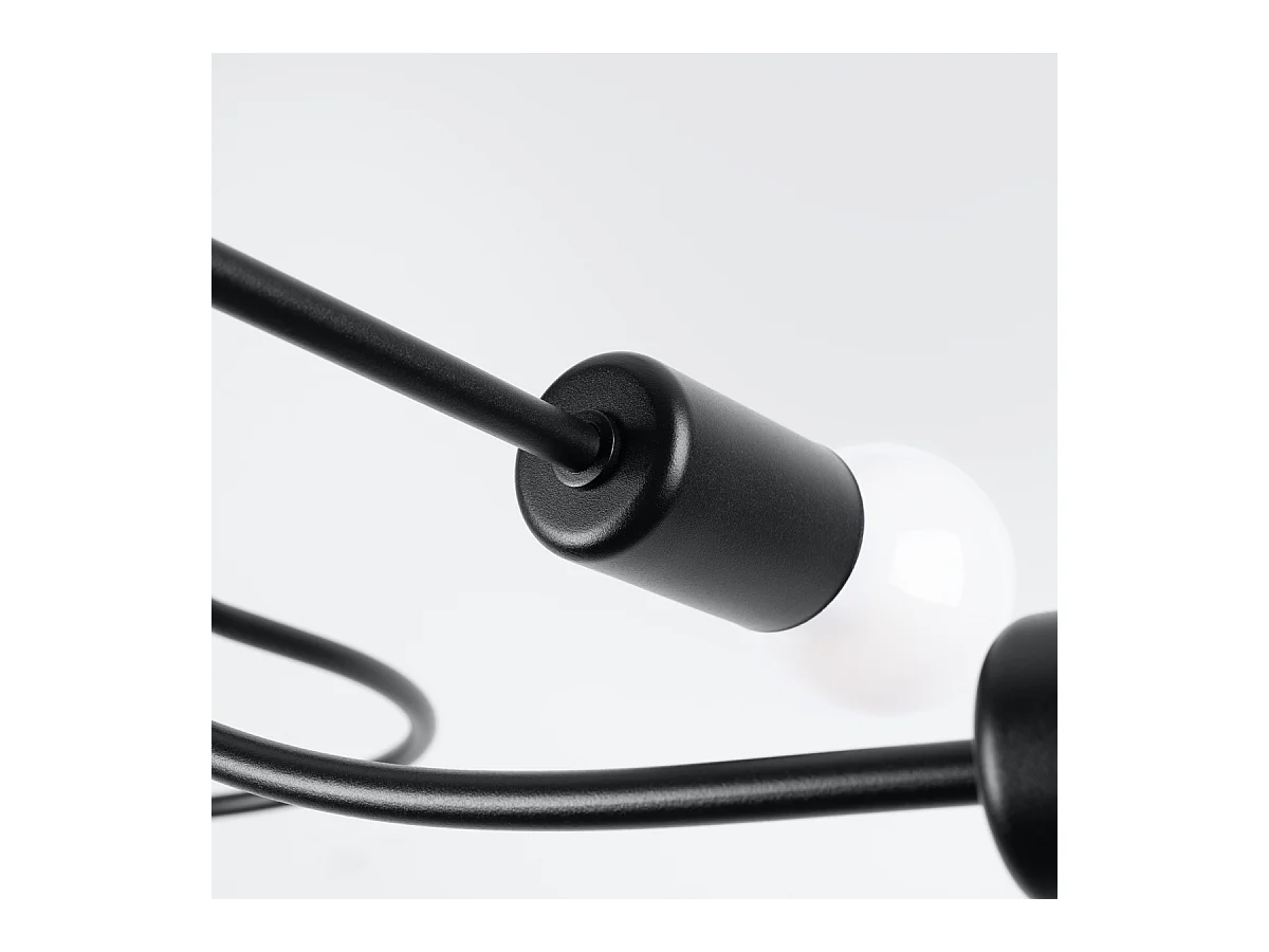 Lustres Varilex industriel en acier - 4 sources lumineuses 3000K - L.75 x H.32 cm - noir