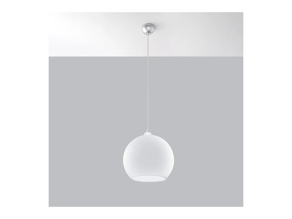 Lampade a sospensione Esfera minimalista di acciaio/vetro - 1 sorgenti luminose 3000K - L.30 x A.120 cm - bianco