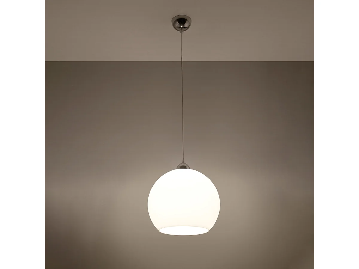 Lampes suspendues Esfera minimaliste en acier/verre - 1 sources lumineuses 3000K - L.30 x H.120 cm - blanc