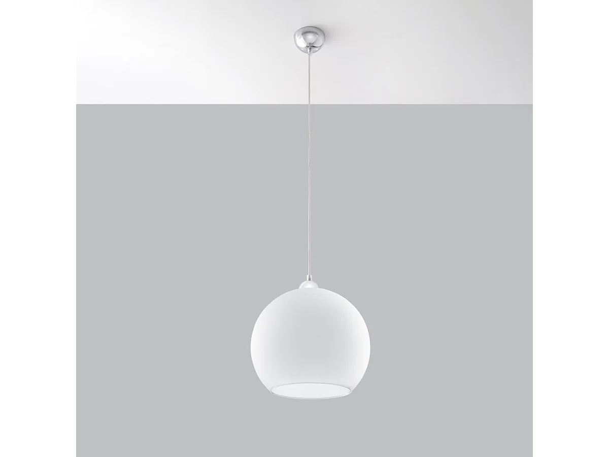 Lampes suspendues Esfera minimaliste en acier/verre - 1 sources lumineuses 3000K - L.30 x H.120 cm - blanc