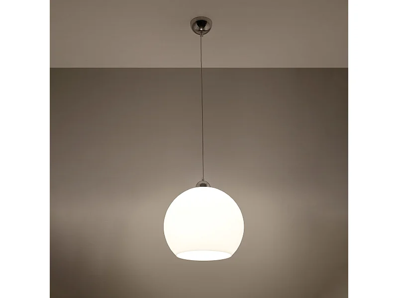 Lampy wiszące minimalistyczny Esfera, stal/szkło - 1 źródło światła 3000K - L.30 x H.120 cm - biały