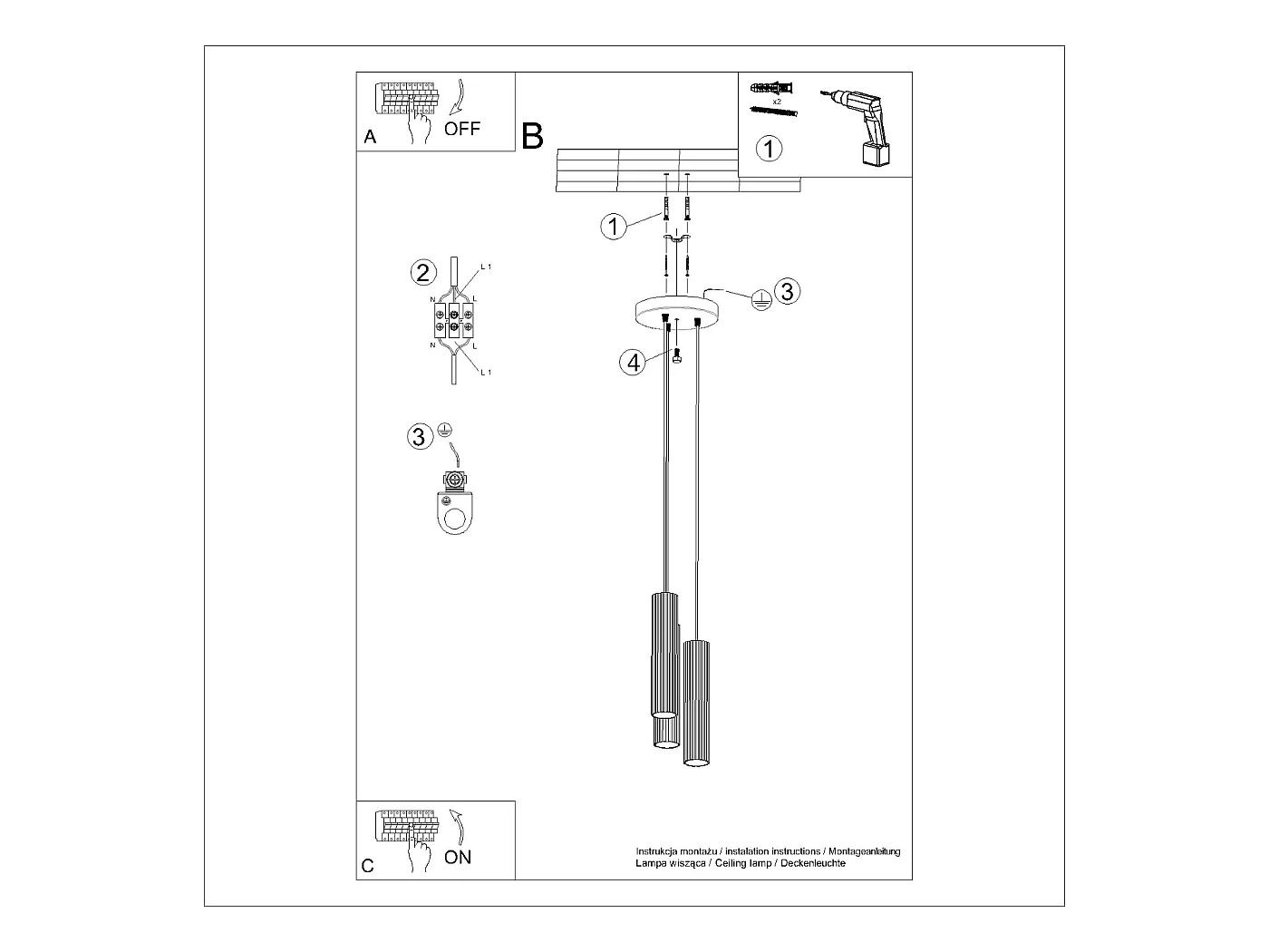 Hanglamp Gloow minimalistisch van  - 3 lichtbronnen 3000K - L.19,5 x H.108 cm - wit