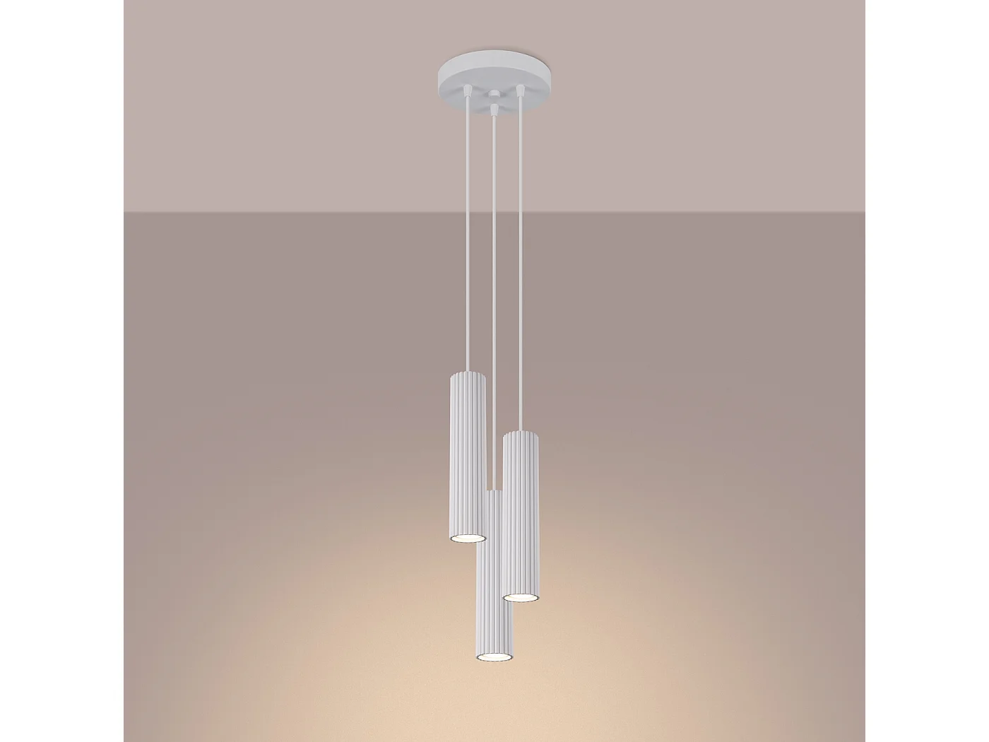 Lampa wisząca minimalistyczny Gloow, aluminium - 3 źródło światła 3000K - L.19.5 x H.108 cm - biały