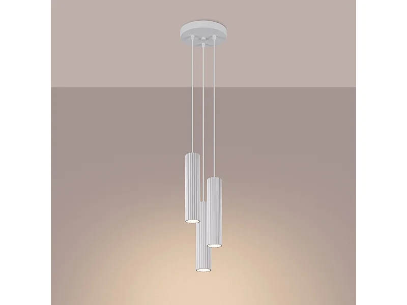 Lampa wisząca minimalistyczny Gloow, aluminium - 3 źródło światła 3000K - L.19.5 x H.108 cm - biały