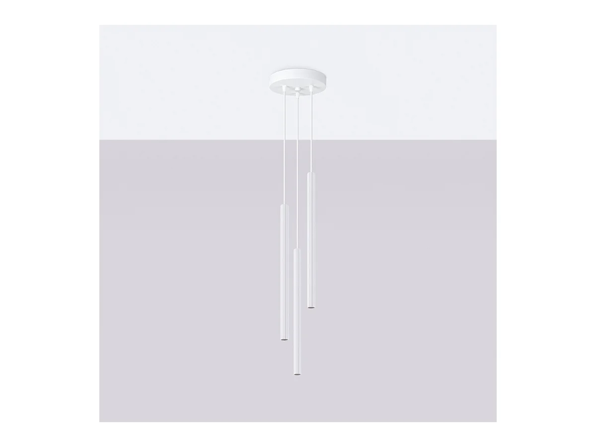 Pendentif Elara moderne en acier - 3 sources lumineuses 3000K - L.20 x H.120 cm - blanc