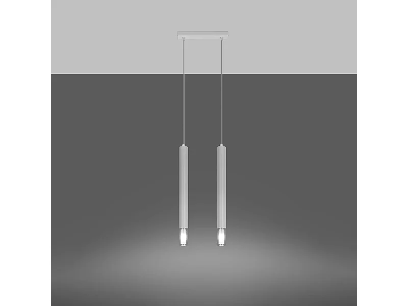 Lampes suspendues Eclim moderne en acier/verre - 2 sources lumineuses 3000K - L.30 x H.120 cm - blanc