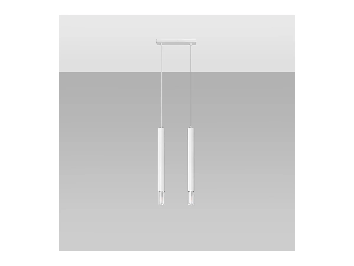 Lampes suspendues Eclim moderne en acier/verre - 2 sources lumineuses 3000K - L.30 x H.120 cm - blanc