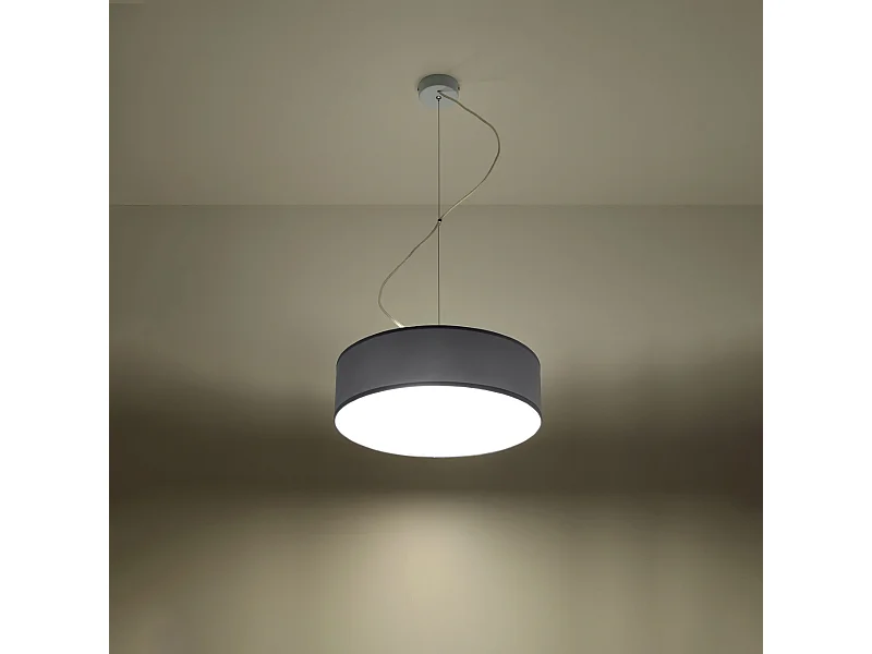 Lampes suspendues Cercle minimaliste en PVC - 2 sources lumineuses 3000K - L.35 x H.111 cm - gris