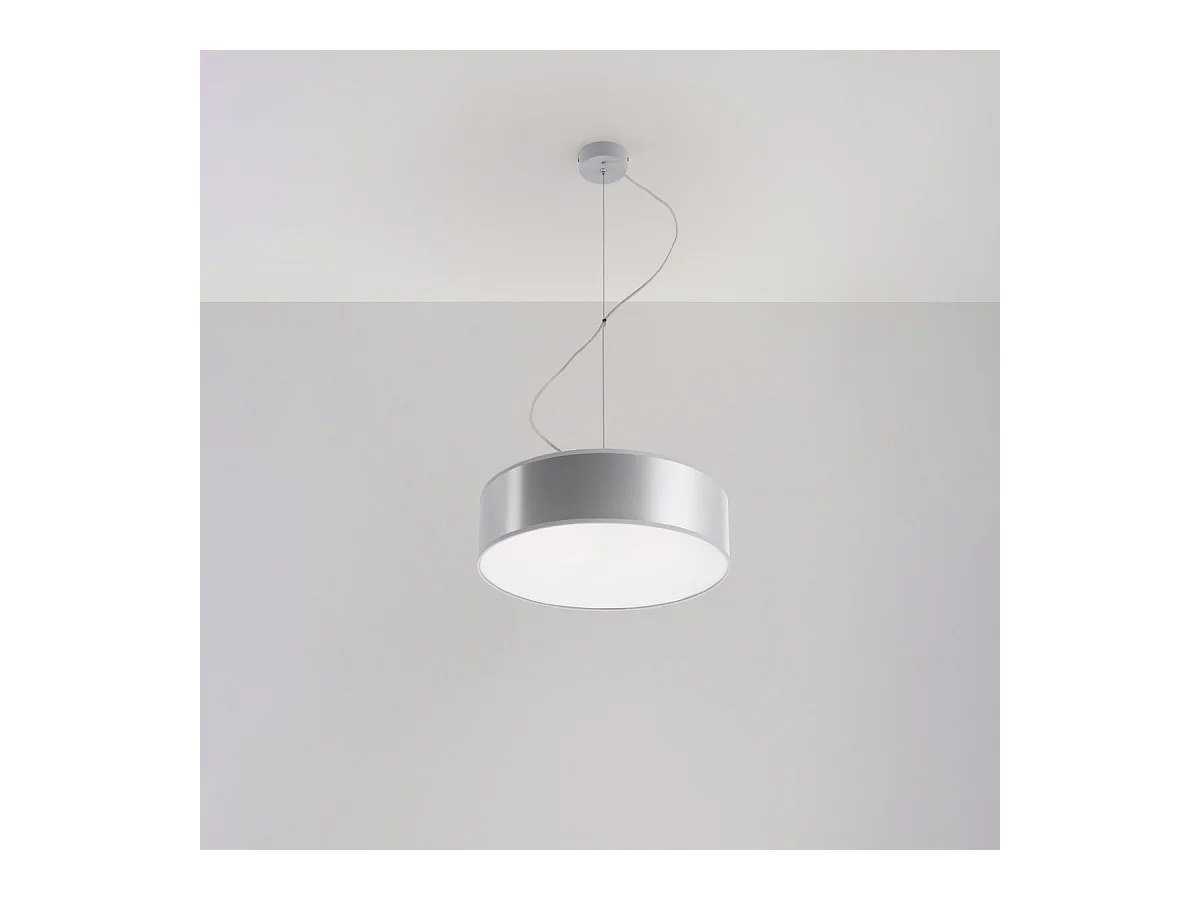 Lampes suspendues Cercle minimaliste en PVC - 2 sources lumineuses 3000K - L.35 x H.111 cm - gris