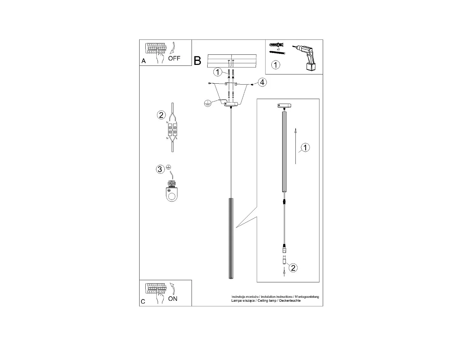 Lampy wiszące nowoczesny Elara, stal - 1 źródło światła 3000K - L.8 x H.120 cm - złoty