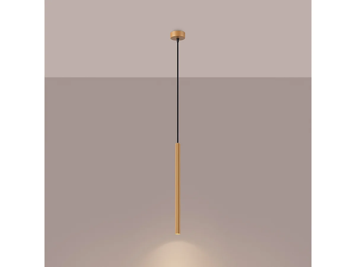 Pendentif Elara moderne en acier - 1 sources lumineuses 3000K - L.8 x H.120 cm - doré