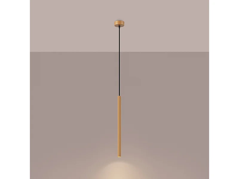 Pendentif Elara moderne en acier - 1 sources lumineuses 3000K - L.8 x H.120 cm - doré