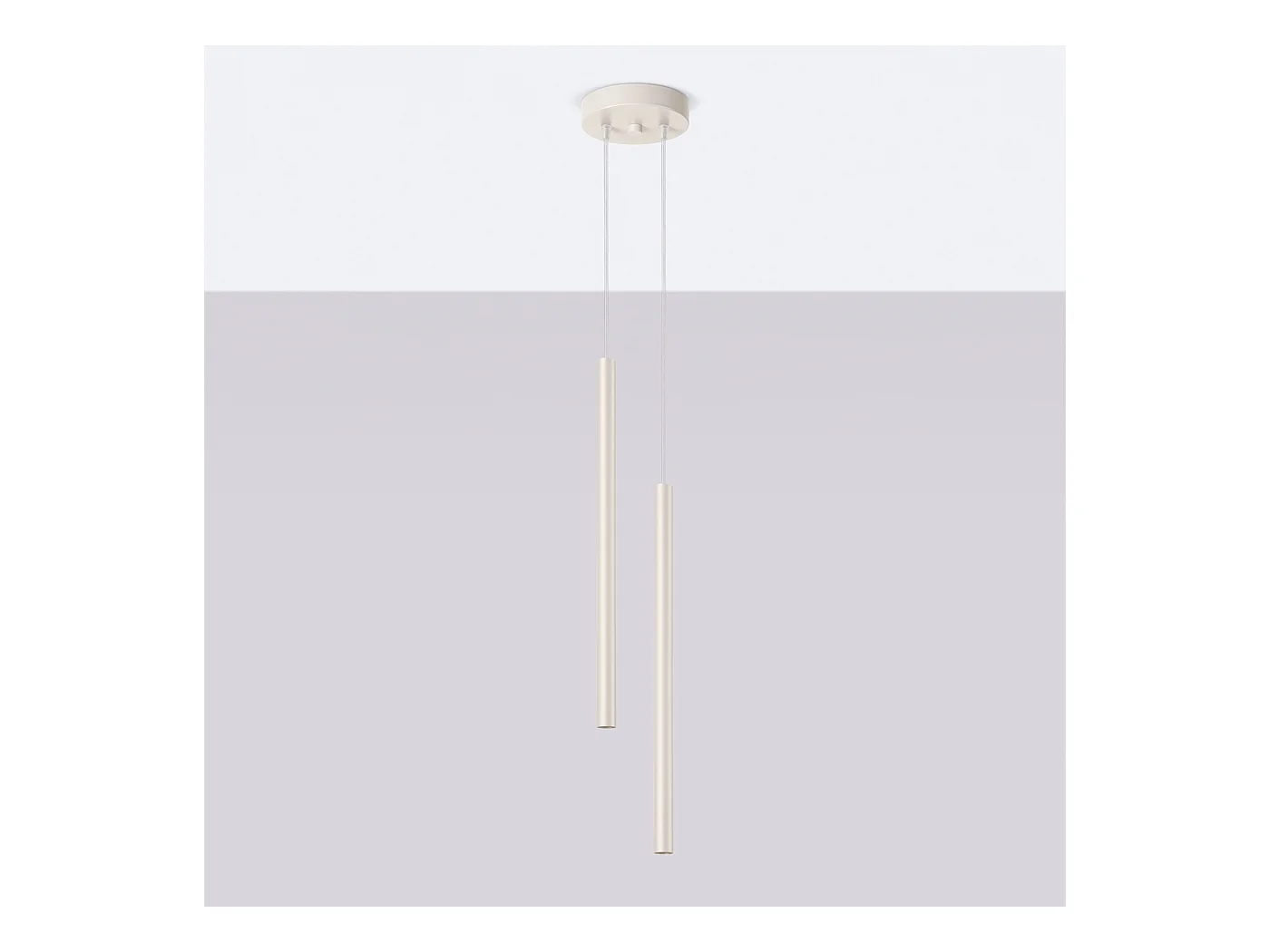 Lampada a sospensione Brill moderno di acciaio - 2 sorgenti luminose 3000K - L.15 x A.104 cm - beige