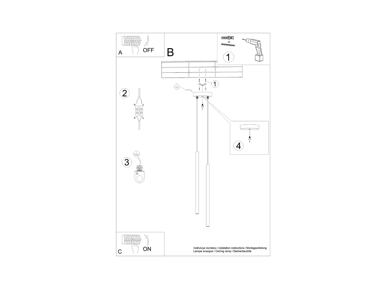 Lampada a sospensione Brill moderno di acciaio - 2 sorgenti luminose 3000K - L.15 x A.104 cm - beige