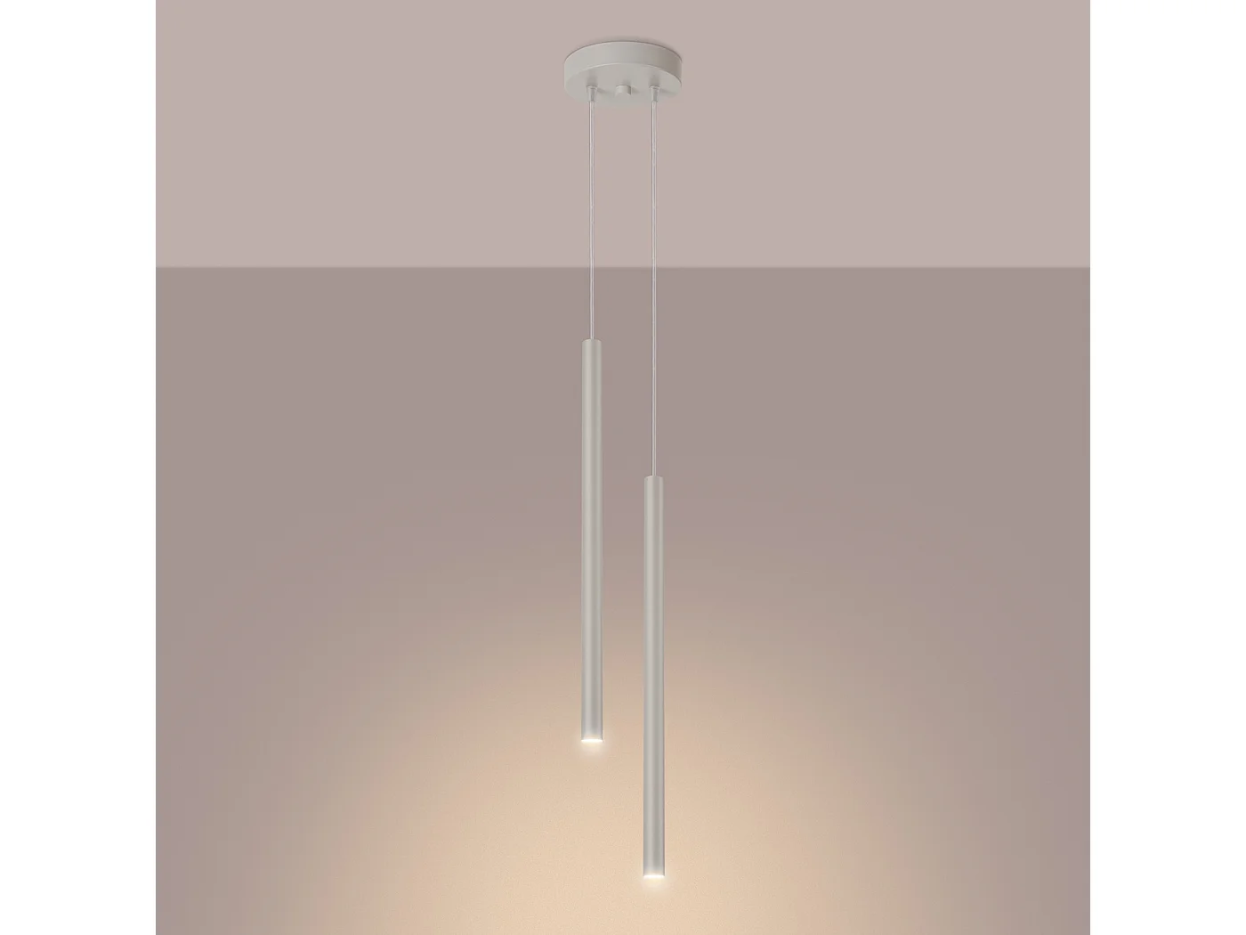 Lampe à suspension Brill moderne en acier - 2 sources lumineuses 3000K - L.15 x H.104 cm - beige