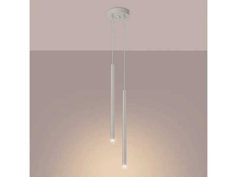 Lampe à suspension Brill moderne en acier - 2 sources lumineuses 3000K - L.15 x H.104 cm - beige