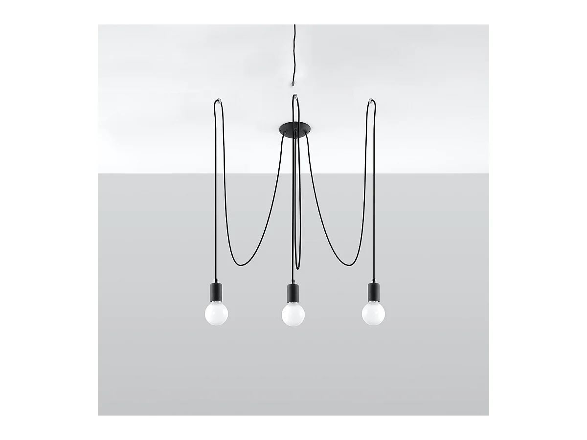 Lustres Speis grenier en tissu/acier - 3 sources lumineuses 3000K - L.300 x H.150 cm - noir