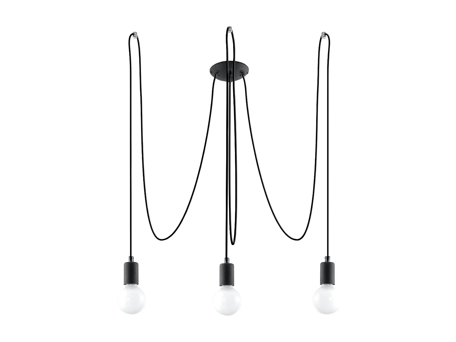 Lustres Speis grenier en tissu/acier - 3 sources lumineuses 3000K - L.300 x H.150 cm - noir