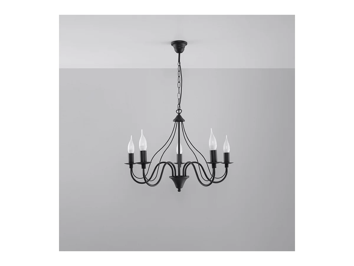 Kronleuchter Vivow modern aus  Stahl - 5 lichtquellen 3000K - L.60 x H. cm - Schwarz