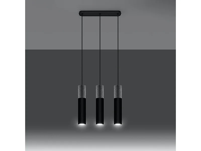 Hanglampen Lume modern van  - 3 lichtbronnen 3000K - L.45 x H.90 cm - zwart grijs