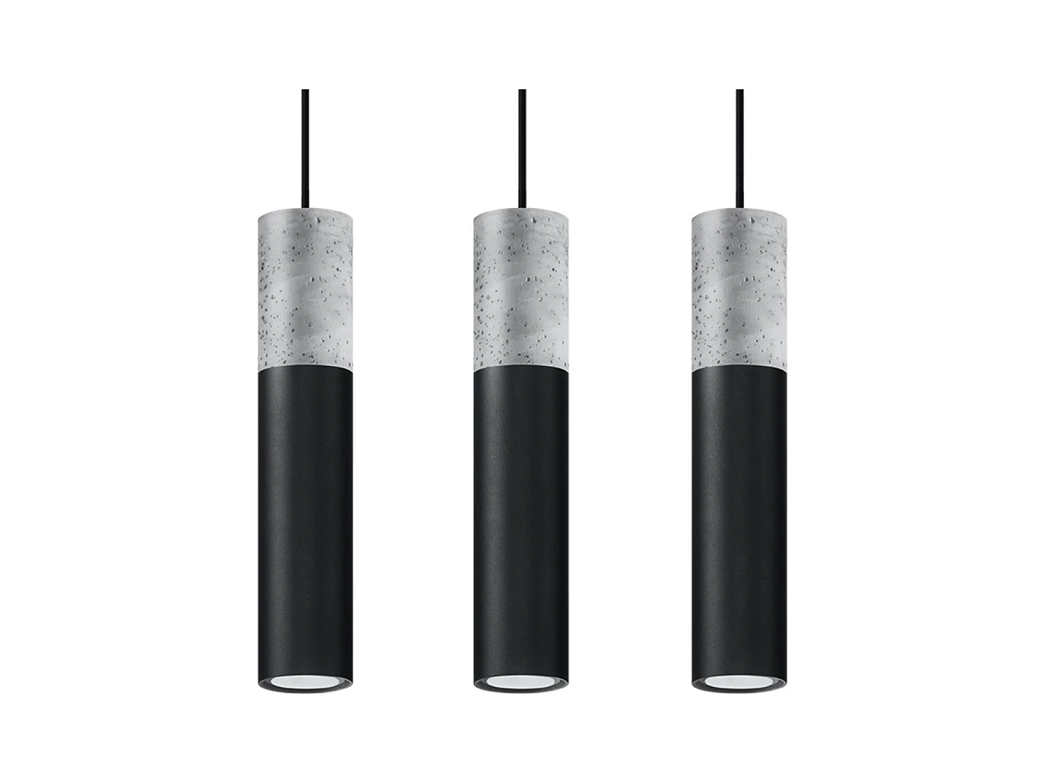 Hanglampen Lume modern van  - 3 lichtbronnen 3000K - L.45 x H.90 cm - zwart grijs