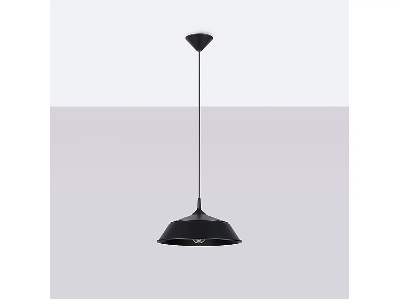Lampes suspendues Quarix scandinave en acier - 1 sources lumineuses 4000K - L.34 x H.74 cm - noir