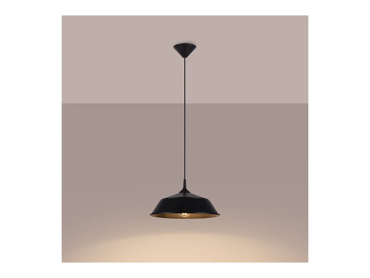 Lampes suspendues Quarix scandinave en acier - 1 sources lumineuses 4000K - L.34 x H.74 cm - noir