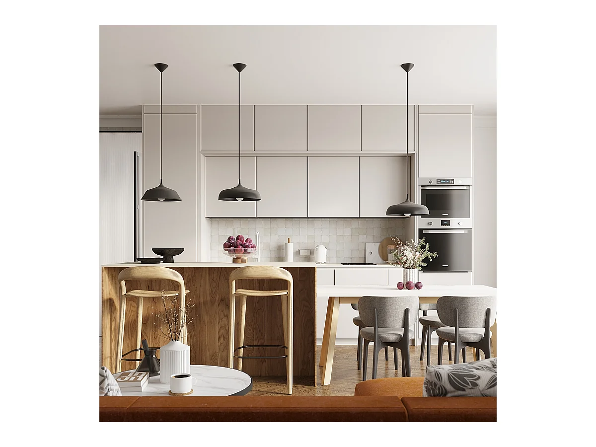 Lampes suspendues Quarix scandinave en acier - 1 sources lumineuses 4000K - L.34 x H.74 cm - noir